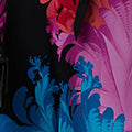 Black | Floral Contrast Print Tie Waist Midi Dress
