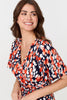 Orange | Animal Print V-Neck Midi Wrap Dress
