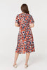 Orange | Animal Print V-Neck Midi Wrap Dress
