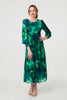 Green | Printed Long Sleeve Chiffon Midi Dress : Model is 5'9