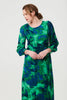 Green | Printed Long Sleeve Chiffon Midi Dress