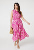 Pink | Ikat Print Sleeveless Shirt Dress