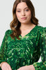 Green | Printed Semi Sheer Empire Maxi Dress
