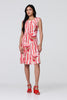 Orange | Brushstroke Print Sleeveless Knee Length Dress