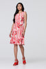 Orange | Brushstroke Print Sleeveless Knee Length Dress