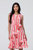 Orange | Brushstroke Print Sleeveless Knee Length Dress