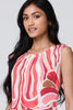 Orange | Brushstroke Print Sleeveless Knee Length Dress
