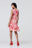 Orange | Brushstroke Print Sleeveless Knee Length Dress