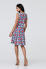 Blue | Abstract Print Sleeveless Knee Length Dress