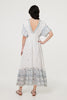 White | Embellished Border Print Maxi Dress
