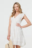 White | Metallic Striped Texture Short Dress
