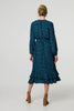 Green | Printed Flare Sleeve Ruffled Midi Dress

