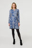 Blue | Animal Print Long Sleeve Short Shirt Dress
