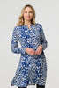 Blue | Animal Print Long Sleeve Short Shirt Dress
