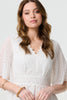 White | Lace Texture Sheer 1/2 Sleeve Mini Dress
