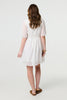 White | Lace Texture Sheer 1/2 Sleeve Mini Dress
