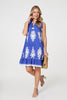 Blue | Ikat Print Sleeveless Short Shift Dress
