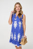 Blue | Ikat Print Sleeveless Short Shift Dress
