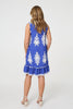Blue | Ikat Print Sleeveless Short Shift Dress
