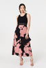 Black | Floral Lace Trim Sleeveless Maxi Dress
