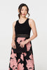 Black | Floral Lace Trim Sleeveless Maxi Dress
