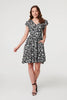 Black | Printed Cap Sleeve Short Skater Dress
