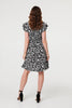 Black | Printed Cap Sleeve Short Skater Dress
