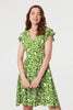 Green | Printed Cap Sleeve Short Skater Dress : Model is 5'9