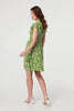 Green | Printed Cap Sleeve Short Skater Dress
