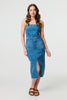 Blue | Denim Strapless Bodycon Midi Dress
