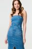 Blue | Denim Strapless Bodycon Midi Dress
