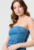 Blue | Denim Strapless Bodycon Midi Dress
