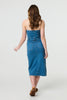 Blue | Denim Strapless Bodycon Midi Dress
