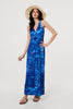 Blue | Tropical Print Strap Empire Maxi Dress
