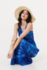 Blue | Tropical Print Strap Empire Maxi Dress
