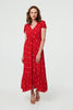 Red | Sparkly Cap Sleeve Tassel Tie Maxi Dress
