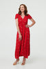 Red | Sparkly Cap Sleeve Tassel Tie Maxi Dress
