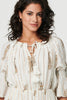 Cream | Ikat Print Knee Length Bardot Dress
