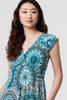 Green | Mosaic Print Cap Sleeve Empire Maxi Dress
