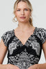 Black | Printed Shirred Cap Sleeve Knee Length Dress
