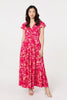Pink | Floral Cap Sleeve Ruched Maxi Dress
