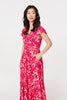 Pink | Floral Cap Sleeve Ruched Maxi Dress
