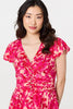 Pink | Floral Cap Sleeve Ruched Maxi Dress
