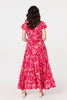 Pink | Floral Cap Sleeve Ruched Maxi Dress
