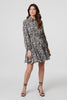 Black | Animal Print Tie Waist Short Shirt Dress
