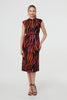 Black | Striped Cap Sleeve Belted Midi Dress
