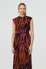 Black | Striped Cap Sleeve Belted Midi Dress
