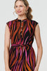 Black | Striped Cap Sleeve Belted Midi Dress
