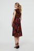 Black | Striped Cap Sleeve Belted Midi Dress
