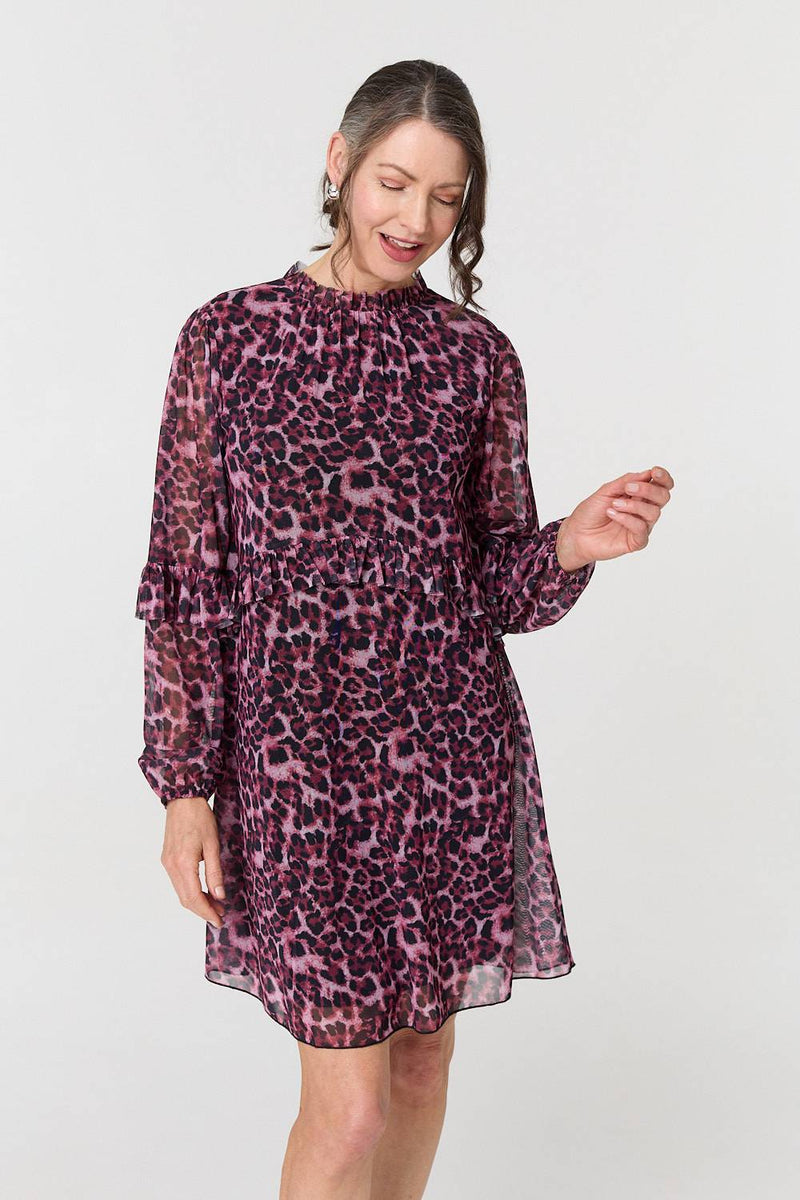 Animal Print Semi Sheer Short Dress Animal Print Semi Sheer Short Dress